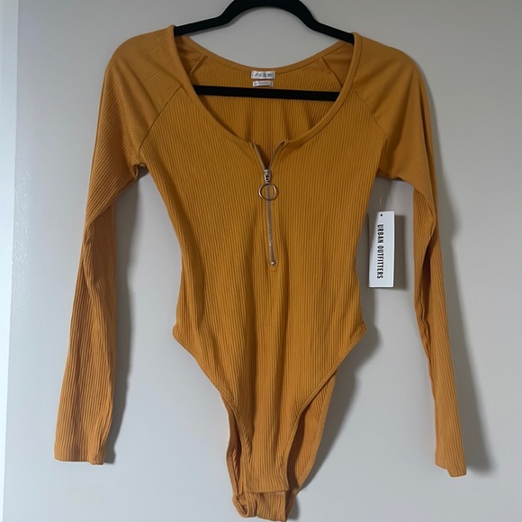 Urban Outfitters Tops - Urban Outfitters Out from Under yellow gold long sleeve bodysuit NWT size M